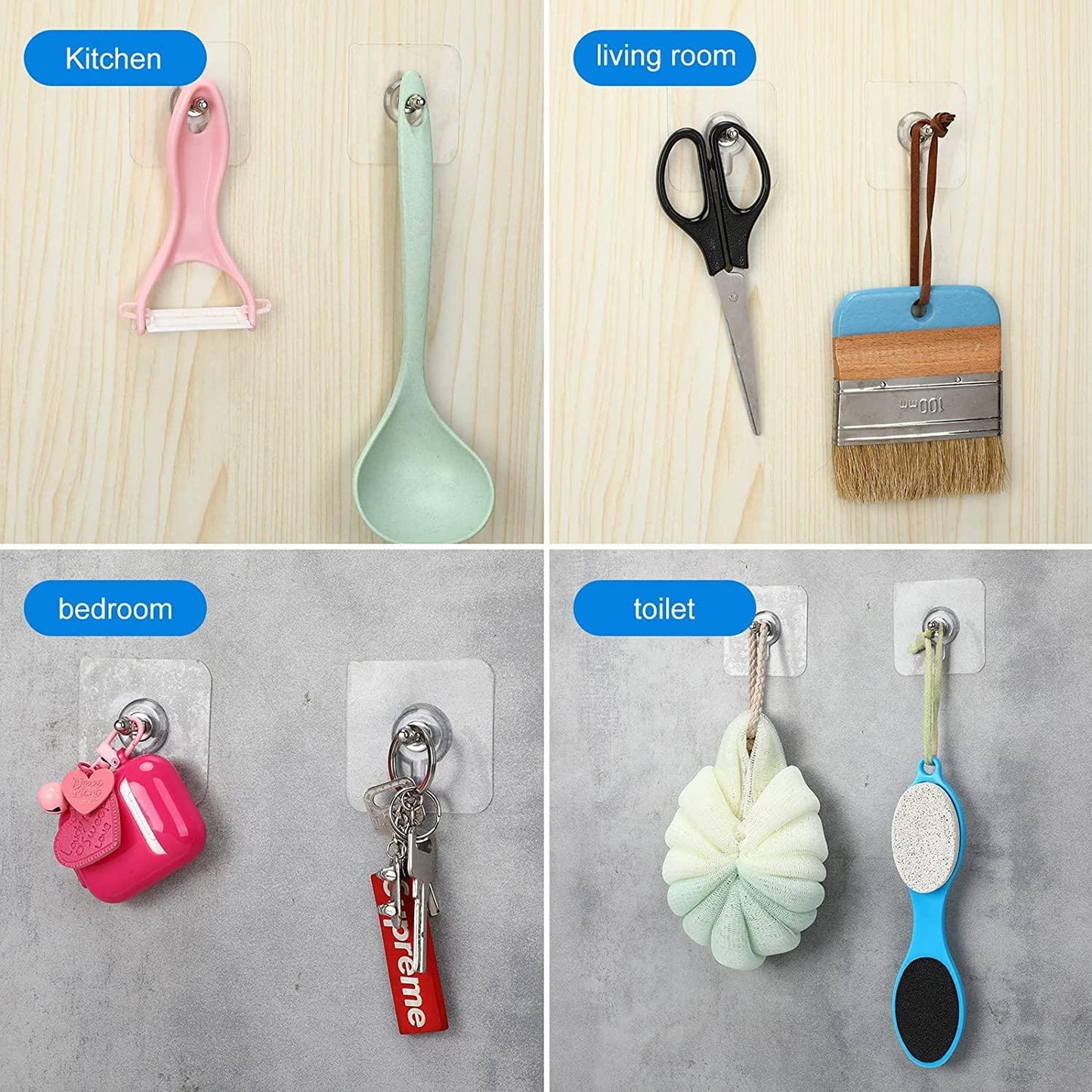 Adhesive Wall Screws Hanging Nails, No-Drilling | Waterproof | Screw Free Stickers for Hanging (10 Pcs)