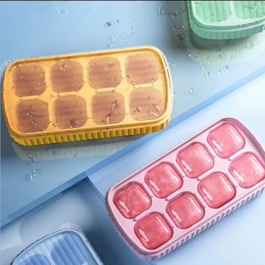 Compact Silicone Ice Cube Mold with Secure Lid